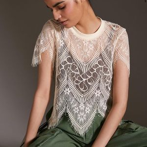 Anthropologie Sheer Lace Blouse
